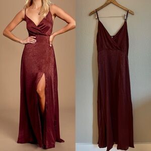 Constantine Burgundy Satin Maxi Dress